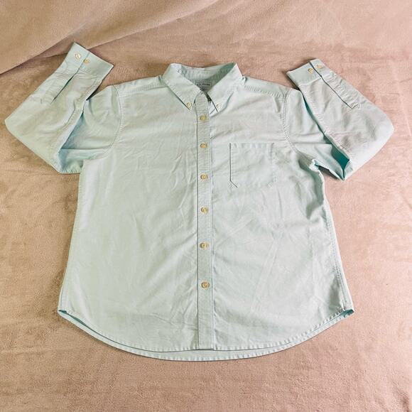 LL Bean Shirt Mens Large‎ Seafoam Green Long Sleeve Collared Button Up Pocket - Picture 1 of 9